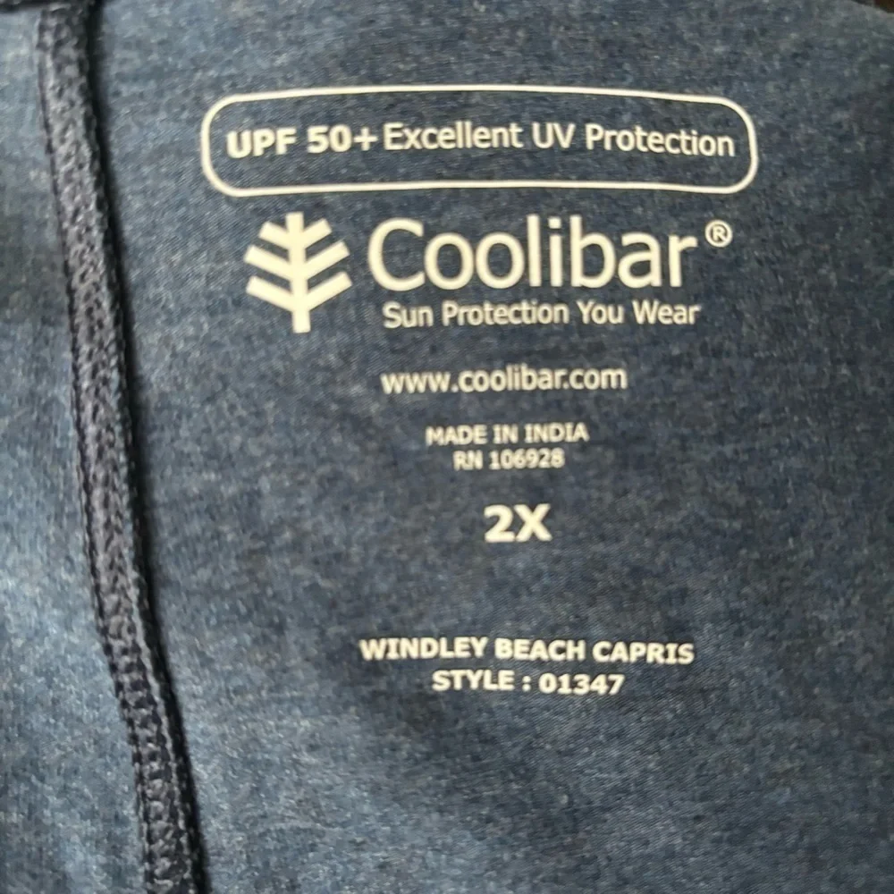 COOLIBAR Windley Beach Capris Denim Blue Heather Size 2X UPF 50+ Sun Protection